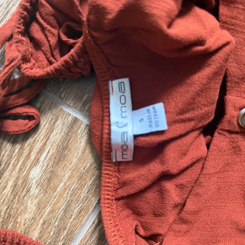 Moa Moa Rust Orange Ruffle Button Front Tank - Picture 3 of 3